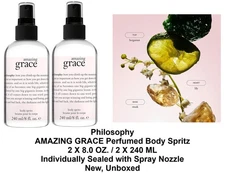 2 PC Philosophy Amazing Grace Perfumed Body Spritz 2 X 8.0 OZ Sealed with Nozzle