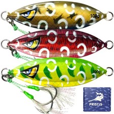 3 pcs 100g Sinking Jigs, Slow Fall Pitch Metal Fishing Lures for Long-Distanc...