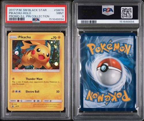 PSA 9  Pikachu SM76 Shining Legends Pin Coll. Black Star Holo Promo