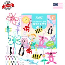 Bead Pets, Pony Beads Multicolor Animals Keychain Making Kit with Instruction...