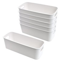 Lylidia 6 StüCk Aufbewahrungsbox Klein Schmal 30Cm, Kunststoffbox Weiß