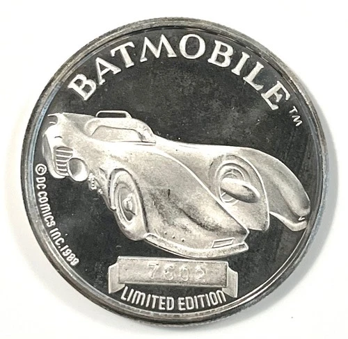 1oz Fine Silver .999 Round Coin DC Comics 1989 BATMOBILE 50th Anniv. *COM149