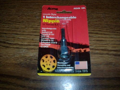ACME A934N-SBL LINCOLN STYLE NIPPLE 1/4" FEMALE NPT  - Picture 1 of 2