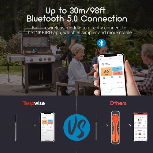 Tempwise Bluetooth Fleischthermometer Kabellos Sonde Smoker Grill Küche IP67 C/F - Bild 6 von 11