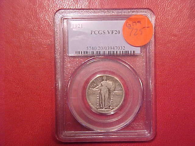1921 P SILVER STANDING LIBERTY QUARTER - PCGS VF20 - SEE PICS