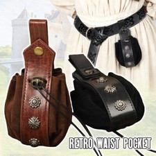 Medieval Vintage Exquisite Waist Bag Hanging Belt Purse Faux Leather Cosplay 1x