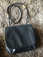 Vecchi Hamilton Hodge Small Black Weave Crossbody Shoulder Bag