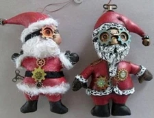 *NEW* Cloth Folk Art Pattern Steampunk "Santa Ornaments" By Susan Barmore