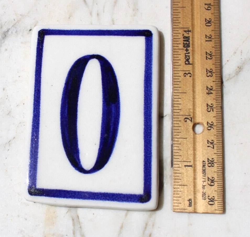 DIRECCIÓN CASA AZULEJO NÚMERO "0" AZUL COBALTO BLANCO PORCELANA-#0A Foto 4 de 4