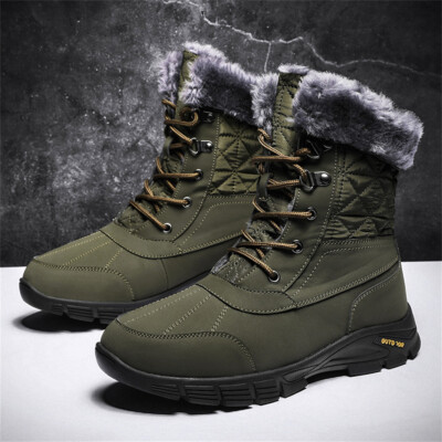 Mens Winter Boots Snow Boots Outdoor Warm Non Slip Fur Lined Ankle - Main Image
