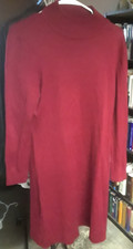 SIZE M RED Long Sleeve Sweater Dress Mock Turtleneck Knit Stretch Nina Leonard