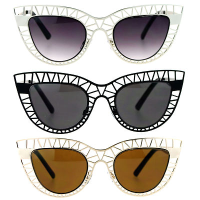 SA106 Trendy Unique Iron Lattice Metal Wire Cat Eye Womens Sunglasses