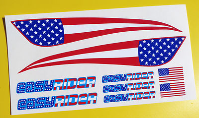 EASY RIDER USA FLAG Stars & Stripes TANK DECAL STICKER SET CHOPPER BIKE ...