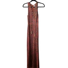 Line and Dot Womens Paisley Sleeveless Rayon Deep V-Neck Maxi Dress Size Small