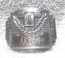 Akron Golf Gold Belt Buckle 1967 Rectangle Leaves Great Vintage Condition