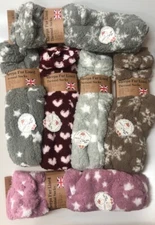Womens Winter Non-Skid ALL SHERPA Cozy Fuzzy Thermal Slipper Socks LOT