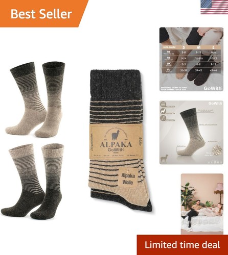 Alpaca Wool Socks for Men & Women, Alpaca-Merino Blend Warm Cozy Crew Socks, ...