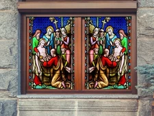 3D Crowd A166 Window Film Print Sticker Cling Stained Glass UV Sinsin