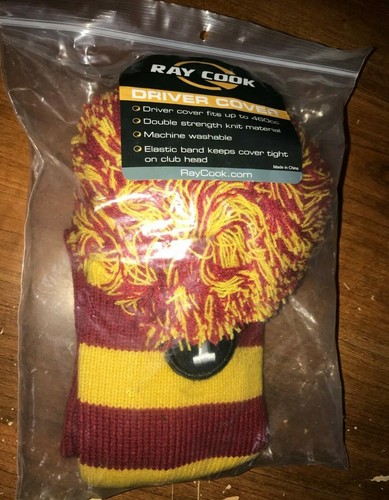 New Ray Cook Driver Head Cover Red & Yellow Driver Pom Pom Knit HeadCover - Picture 2 of 2