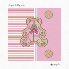 Striped Teddy Pink Needlepoint Kit or Canvas