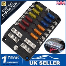 12 Way Blade Fuse Box & Bus Bar Car Kit Marine FuseBox Holder 12V/32V With Cover