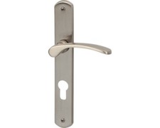 Langschildgarnitur Amos edelstahlfarben/satiniert PZ mit 2x Drücker für Wohnungs