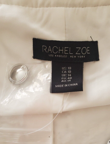 Rachel Zoe Women’s Coat Size 10 NWT White Black & Silver Button Front Pockets - Picture 3 of 4