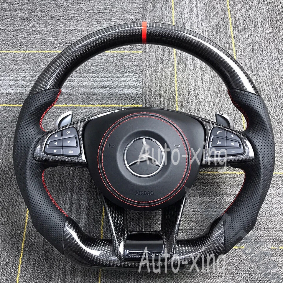 碳纤维方向盘适用于梅赛德斯-奔驰 AMG W204 C300 E53 G63 S 从旧到新 — 第 2/4 张图片