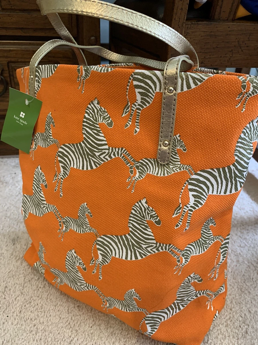 NWT Kate Spade Giraffe Bon Not June Orange Bon Shopper Tote Rare