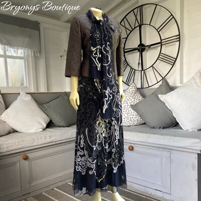 Phase Eight Tapework Lace 55" Long Maxi Black Gold Lace Dress Jacket Outfit 12 | eBay Phase Eight Tapework Lace 55" Long Maxi Black Gold Lace Dress Jacket Outfit 12 | eBay