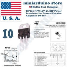 10pcs TIP120 NPN Transistor Complementary 60V 5A Amplifier TO-220