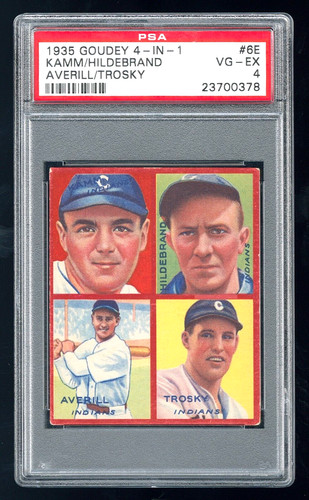 Averill, Hildebrand, Kamm, Trosky #6E 1935 Goudey 4 in 1 card