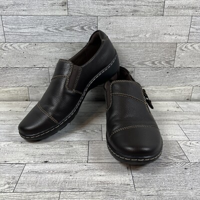 Clarks Collection Cora Harbor Brown Side Zip Loafer Shoes Women