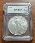 2025 $1 American Silver Eagle ICG MS70