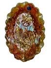 VTG Imperial Glass Poppy Marigold Carnival Glass Ruffled bowl-IG Mark & Sticker