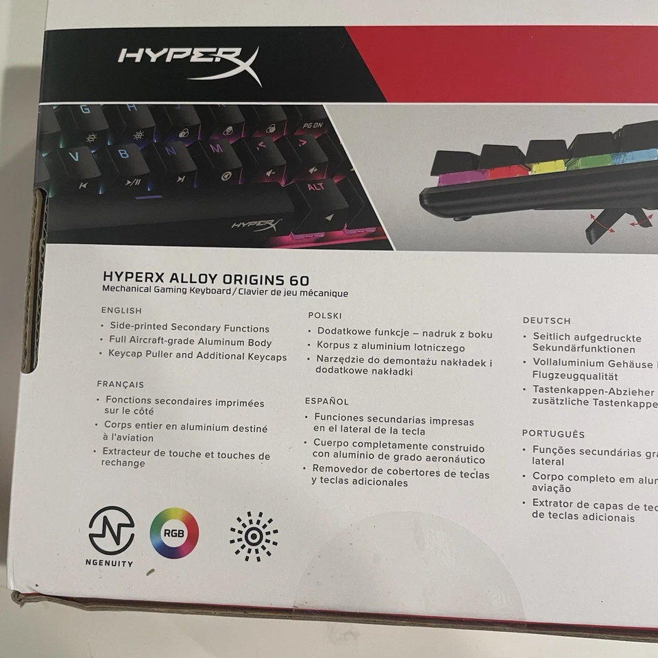 HyperX Alloy Origins 60 Mechanical Gaming Keyboard Red Linear Wired RGB - Image 2 of 4