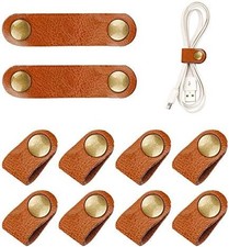 10 Pcs Leather Earphone Cord Holder Winder Straps
