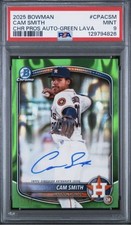 2025 Bowman Chrome Prospect Auto Cam Smith Green Lava /99 Astros PSA 9