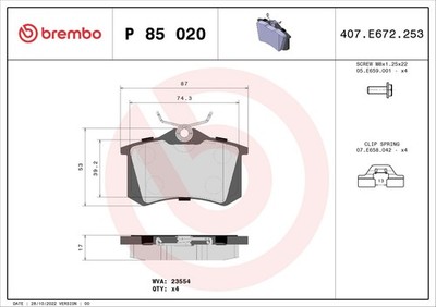 BREMBO Bremsbelagsatz Scheibenbremse PRIME P 85 020 für VW GOLF AUDI POLO PASSAT