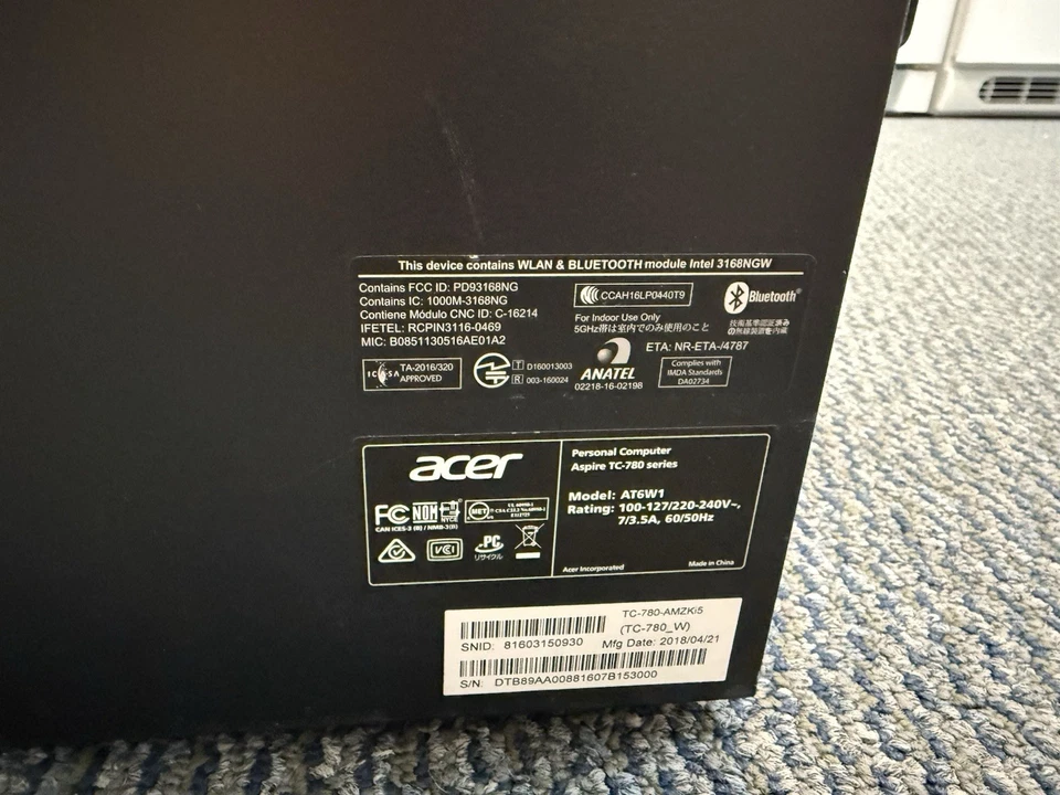 Acer Aspire TC-780 AT6W1 Tower PC - Image 4 of 4