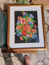 Quadro con ricamo a mezzo punto - Motivo Floreale