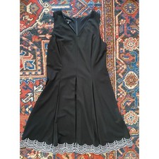 Talbots 10P Black Sleeveless Dress Box Pleat Skirt w/ Cutout Details PRISTINE