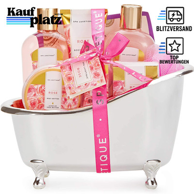 Bade Geschenkset 8tlg Rosenduft Wellness Set für Frauen Geburtstag Weihnachten
