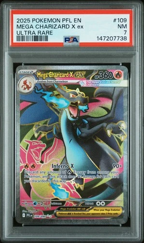 2025 POKEMON PFL EN-PHANTASMAL FLAMES ULTRA RARE #109 MEGA CHARIZARD X EX PSA 7