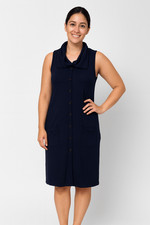 ELLA J WEEKEND MEDIUM 100% wool collared sleeveless midi button front dress #749