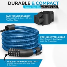 Bike Lock 5 Digit Combination Cable Lock Heavy Duty Bike Lock Chain Security