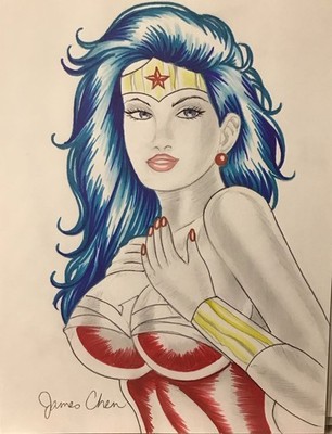 WONDER WOMAN DETAILED ORIGINAL COMIC ART BY COMIC ARTIST JAMES CHEN #4