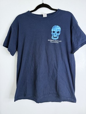 Gildan Heavy Cotton Mangrove Mike's Cafe Skull Graphic Men's T-Shirt Navy Blue L
