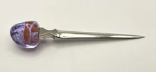Silver Plated 6.5IN Letter Opener with Hand-Blown Glass Top