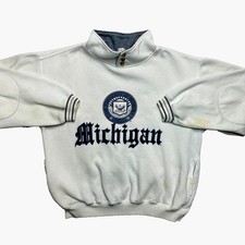 Vintage University Of Michigan Sweatshirt Mens M White Fleece Pullover Logo 90s